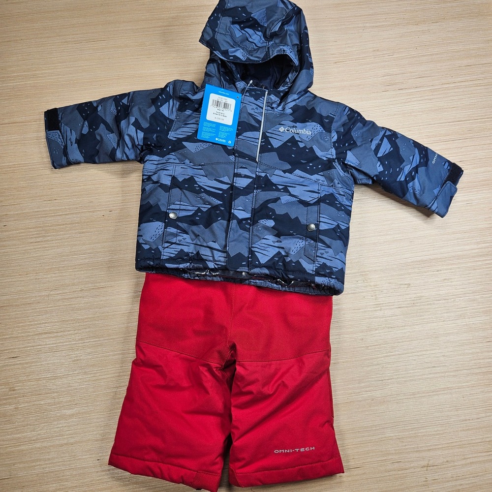 Columbia Buga Set 2 piece Snowsuit Omni-Tech Youth 6/12 Blue Red NEW